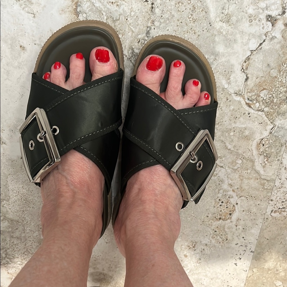 ASOS Black Sandals with Silver Buckle